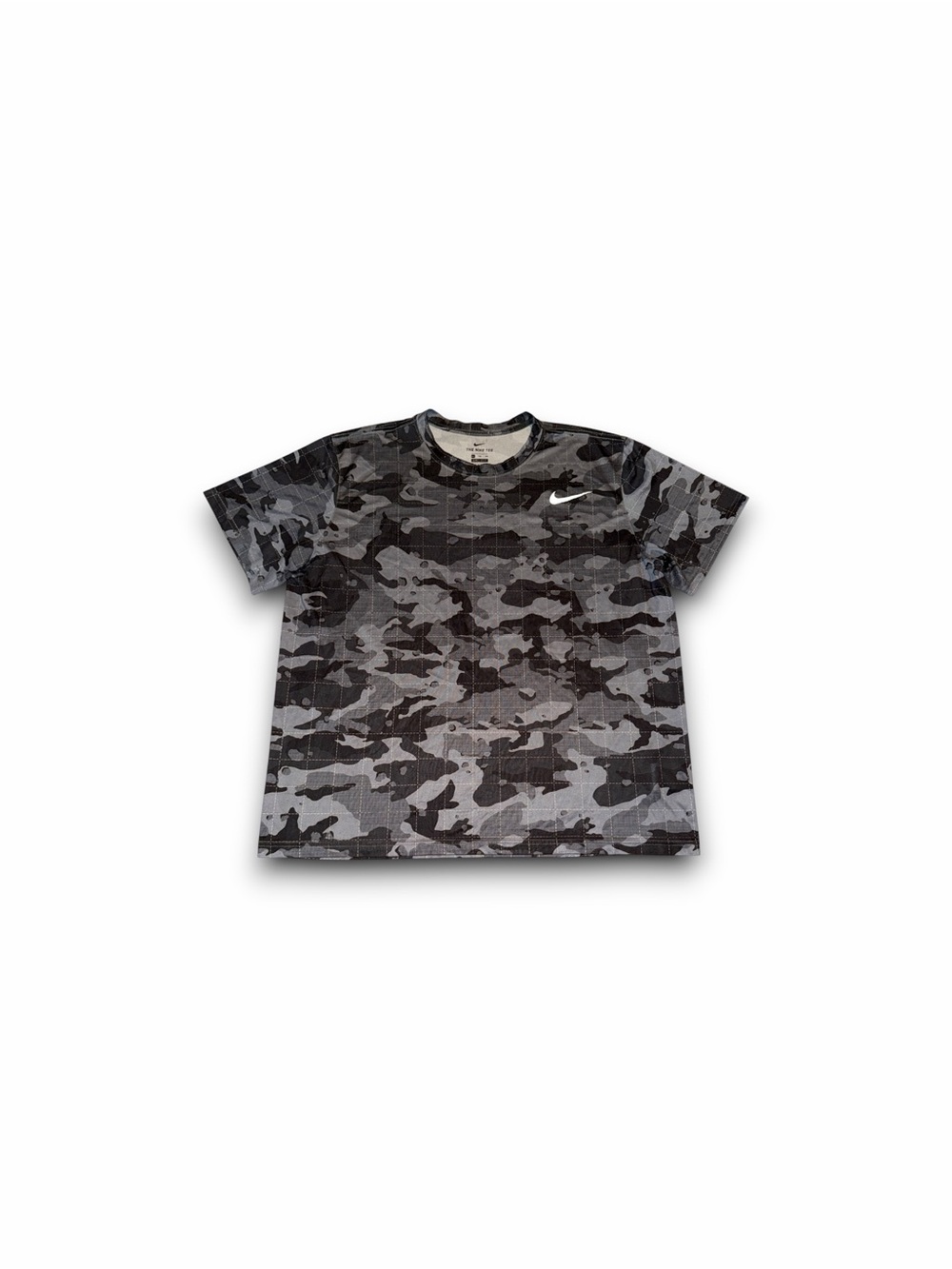 Nike Shirt Mens Size 2XL Gray Camo Short Sleeve Lightweight Dri-Fit